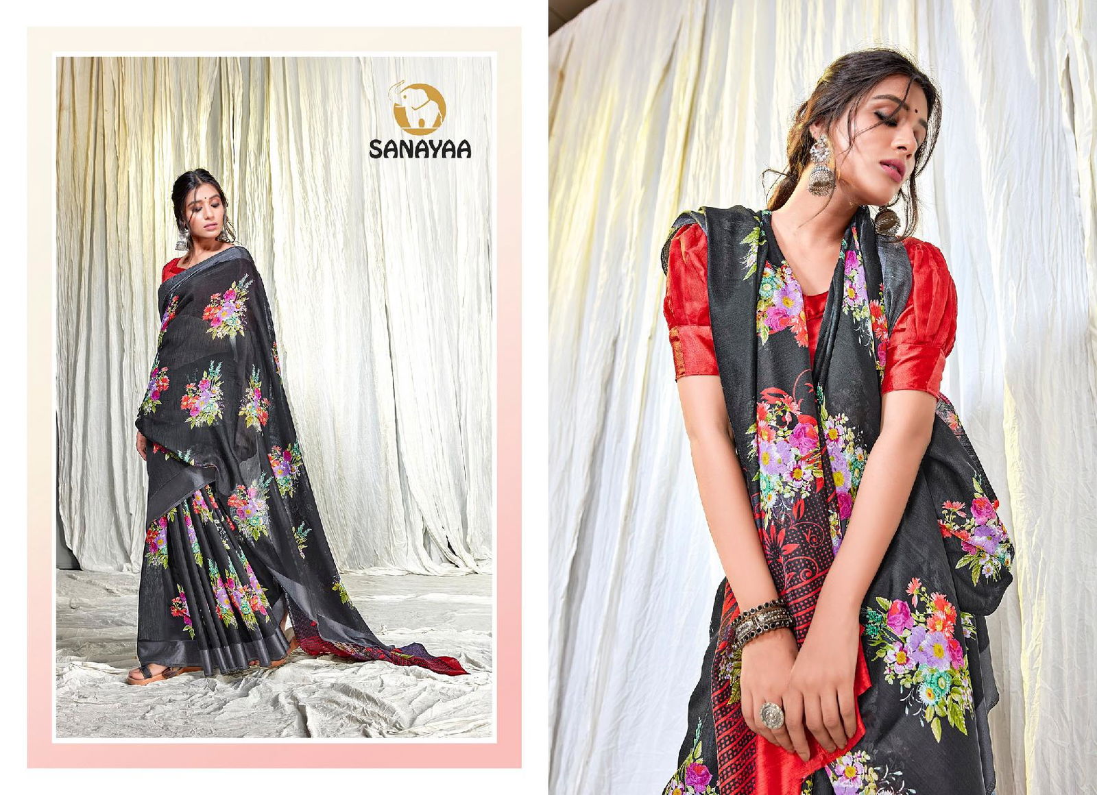 Sanayaa Kashish Latest Fancy Designer Casual Wear Linen Printed Silk  Saree Collection